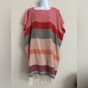 Escvdo Kaftan Poncho Dress Made in Peru Fringe Small